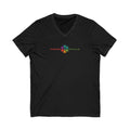 Colorful V-Neck Tee for Casual Vibes, Unisex Short Sleeve Shirt, Gift for Friends, Everyday Wear, Pride and Fun