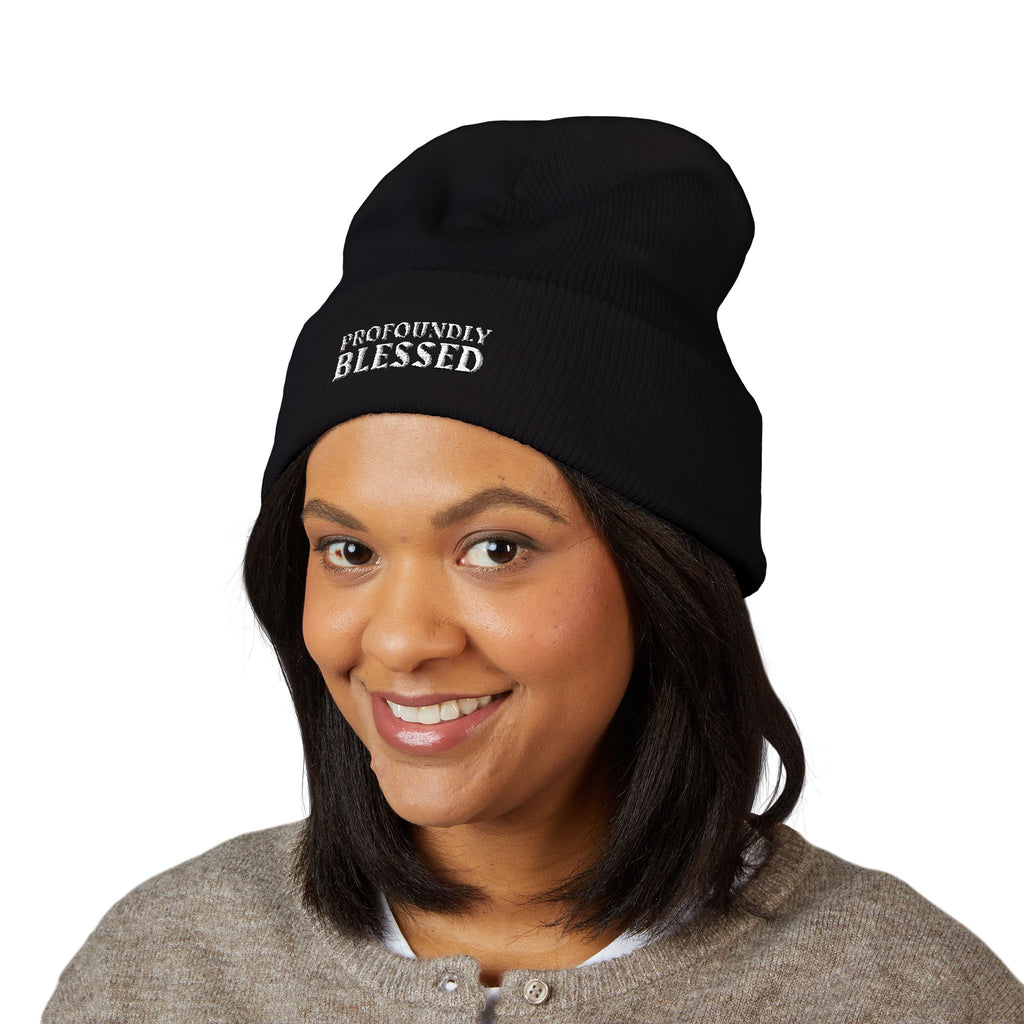 Blessed Classic Cuffed Beanie, Winter Hat, Embroidered Beanie, Gift for Her, Unisex Beanie, Cozy Accessories